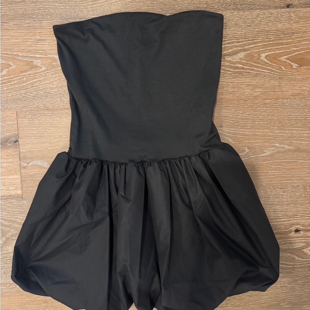 Black Strapless Bubble Dress